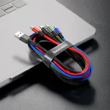 Kabel przewód USB 4w1 2 x Iphone Lightning USB-C microUSB w nylonowym oplocie 3.5A 1.2m czarny 7