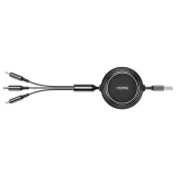Einziehbares 3-in-1-USB-Micro-USB-iPhone-Lightning-USB-C-Kabel 3,5 A, 35 cm, 120 cm, schwarz 3