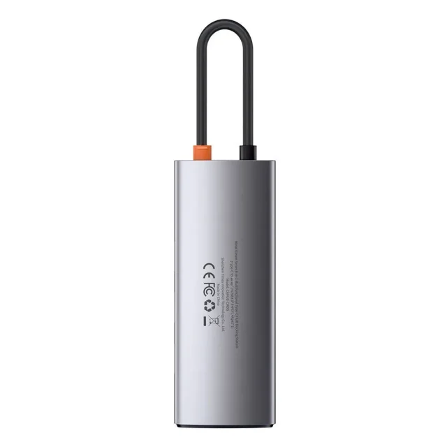 6 az 1-ben multifunkciós USB-C PD HDMI hub 3x USB 3.2 és RJ45 porttal - szürke