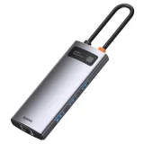Multifunkčný rozbočovač USB-C PD HDMI 6 v 1 s 3x portmi USB 3.2 a RJ45 – sivý 4