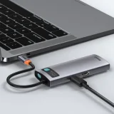 Multifunkčný rozbočovač USB-C PD HDMI 6 v 1 s 3x portmi USB 3.2 a RJ45 – sivý 9