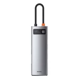 8-u-1 višenamjenski hub: USB, USB-C PD 100W, HDMI, čitač kartica SD i microSD, 3x USB 3.2, RJ45, sivi 2