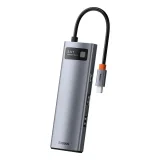 8-u-1 višenamjenski hub: USB, USB-C PD 100W, HDMI, čitač kartica SD i microSD, 3x USB 3.2, RJ45, sivi 3