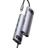 8-u-1 višenamjenski hub: USB, USB-C PD 100W, HDMI, čitač kartica SD i microSD, 3x USB 3.2, RJ45, sivi 4
