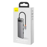 8-u-1 višenamjenski hub: USB, USB-C PD 100W, HDMI, čitač kartica SD i microSD, 3x USB 3.2, RJ45, sivi 5