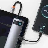8-u-1 višenamjenski hub: USB, USB-C PD 100W, HDMI, čitač kartica SD i microSD, 3x USB 3.2, RJ45, sivi 9