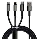 3-in-1-Kabel USB-C auf iPhone Lightning auf microUSB, 3,5 A, 1,5 m, schwarz