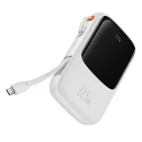 Qpow 10000 mAh-s powerbank beépített USB Type-C kábellel, 22,5 W-os gyorstöltés, fehér 2