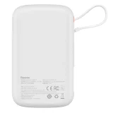 Qpow 10000 mAh-s powerbank beépített USB Type-C kábellel, 22,5 W-os gyorstöltés, fehér 3