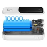 Qpow 10000 mAh-s powerbank beépített USB Type-C kábellel, 22,5 W-os gyorstöltés, fehér 8