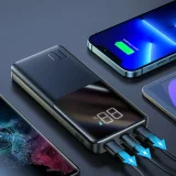 22,5 W 10 000 mAh PD QC3.0 AFC power bank, fekete 4