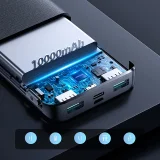 22,5 W 10 000 mAh PD QC3.0 AFC power bank, fekete 5