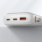 10000 mAh-s, 20 W-os QC-PD-SCP-FCP gyorstöltő power bank iPhone Lightning kábellel, fehér 10