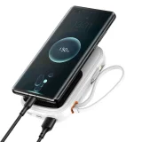 10000 mAh-s, 20 W-os QC-PD-SCP-FCP gyorstöltő power bank iPhone Lightning kábellel, fehér 2