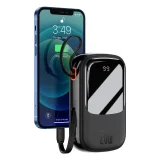 20000 mAh-s, 20 W-os QC-PD-SCP-FCP gyorstöltő power bank iPhone Lightning kábellel, fekete 3