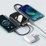 20000 mAh-s, 20 W-os QC-PD-SCP-FCP gyorstöltő power bank iPhone Lightning kábellel, fekete 8