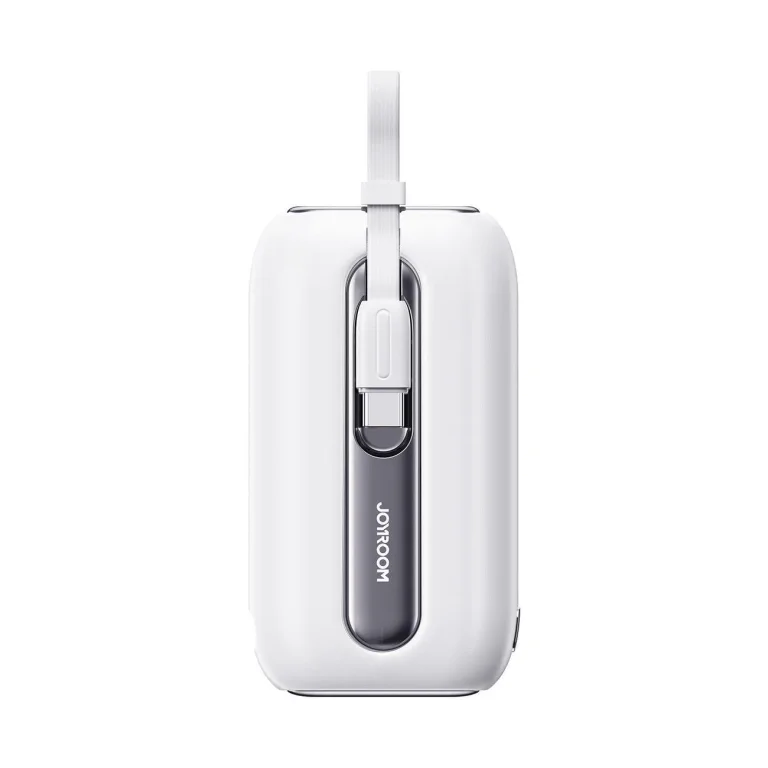 10000 mAh-s Colorful Series 22,5 W-os power bank USB-C és iPhone Lightning kábelekkel, fehér