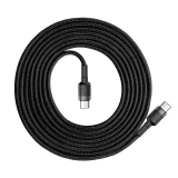 Tartós, fonott USB-C–USB-C QC3 kábel, 2 m – fekete és szürke 2