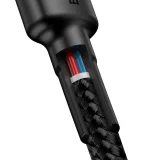 Tartós, fonott USB-C–USB-C QC3 kábel, 2 m – fekete és szürke 4