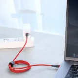 Tartós, fonott USB-C–USB-C QC3 kábel, 2 m – fekete és szürke 9