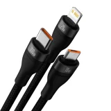 4 az 1-ben USB+USB-C – USB-C / iPhone Lightning / micro USB kábel, 1,2 m – fekete 2