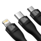 4 az 1-ben USB+USB-C – USB-C / iPhone Lightning / micro USB kábel, 1,2 m – fekete 3