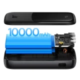 10000 mAh-s powerbank USB, USB-C, iPhone Lightning és USB-C kábellel - Fekete 4