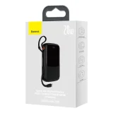 10000 mAh-s powerbank USB, USB-C, iPhone Lightning és USB-C kábellel - Fekete 5