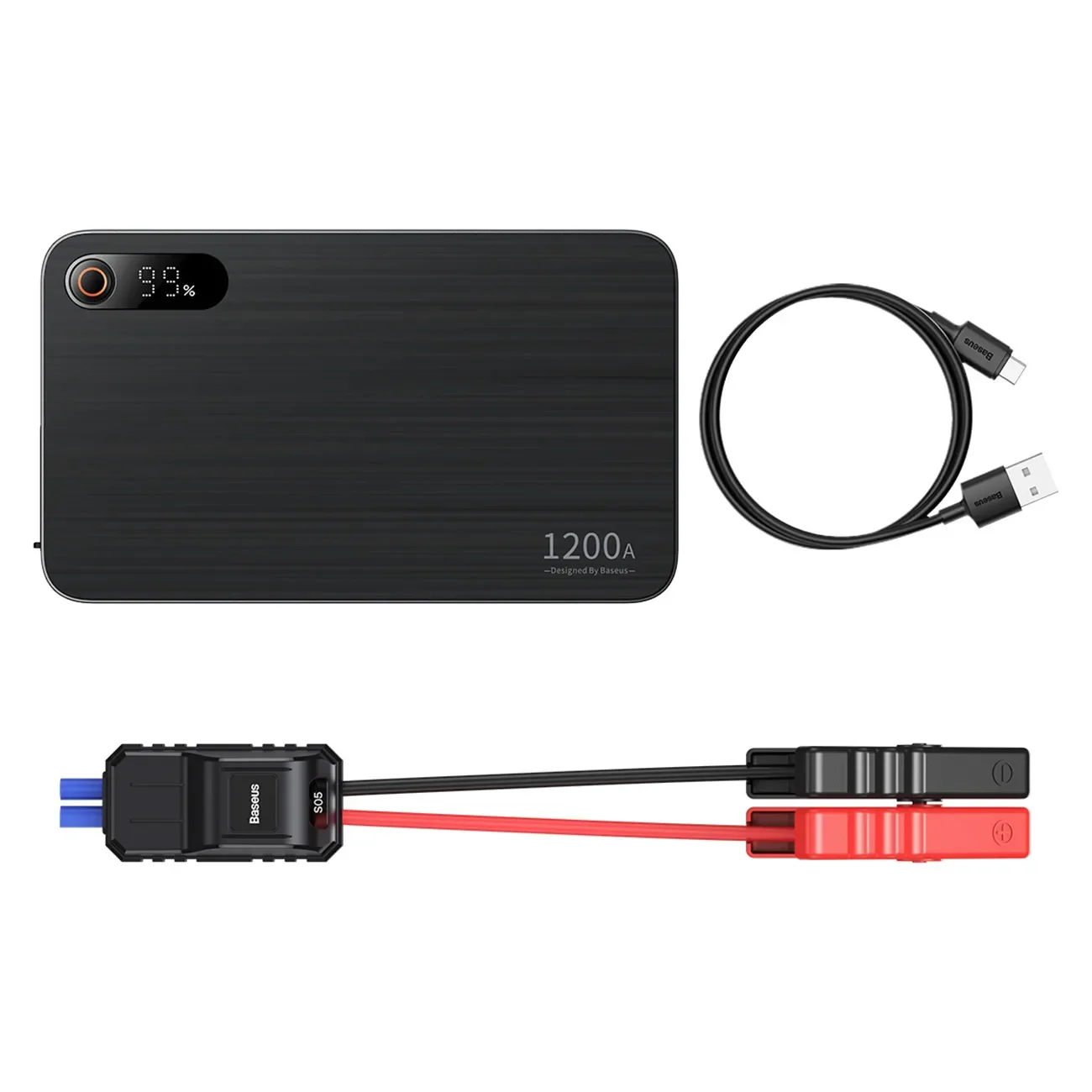 3-u-1 automobilski akumulator za paljenje 1200A + 7200mAh power bank + LED lampa - crna 3-u-1 automobilski akumulator za paljenje 1200A + 7200mAh power bank + LED lampa - crna