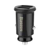 Mini autós töltő telefonhoz, 2x USB, Grain autós töltő, fekete