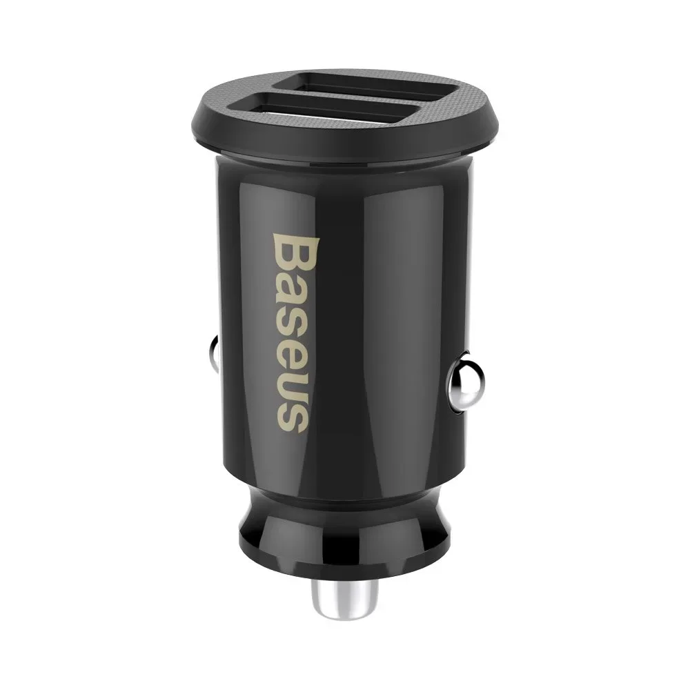 Mini autós töltő telefonhoz, 2x USB, Grain autós töltő, fekete