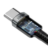 Cafule nylon USB-C Power Delivery 2.0 kábel 100 W 20 V 5 A 2 m szürke 5