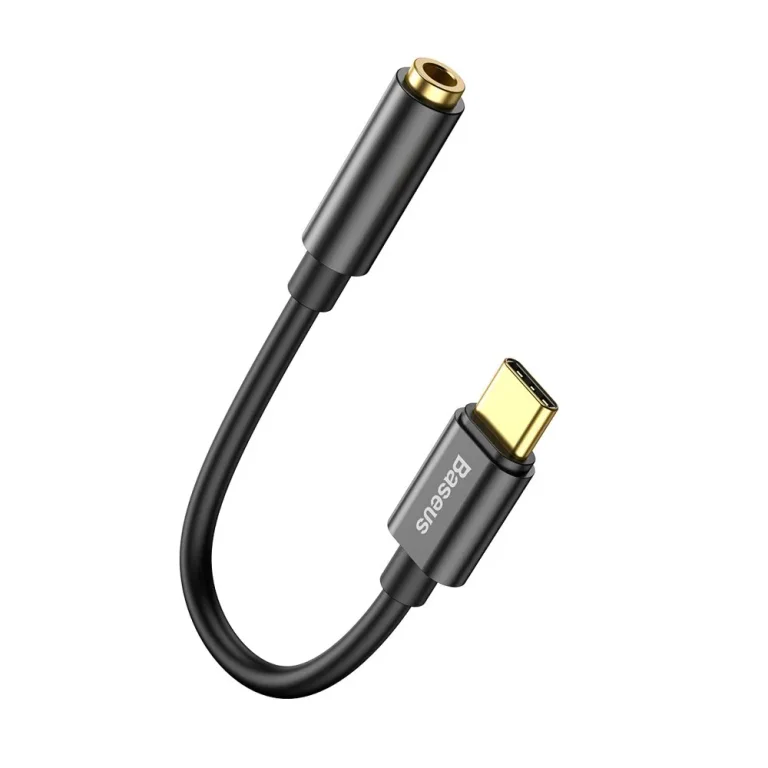 L54 Fejhallgató-adapter: USB-C – 3,5 mm-es audiojack DAC, fekete