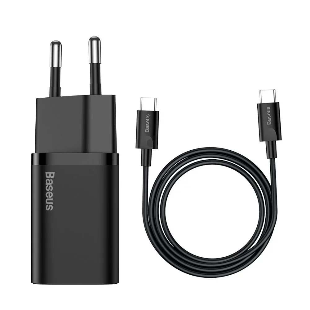 Super Si QC PD 25 W 3 A gyors fali töltő + 1 m-es fekete USB-C kábel