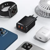 Kompakt gyors AC töltő 2x USB USB-C 30 W 3 A PD QC fekete 11