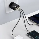 Kompakt gyors AC töltő 2x USB USB-C 30 W 3 A PD QC fekete 9