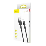 Tartós fonott kábel iPhone-hoz USB – Lightning QC3.0 2,4 A 1 m fekete-szürke 10