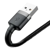 Tartós fonott kábel iPhone-hoz USB – Lightning QC3.0 2,4 A 1 m fekete-szürke 3