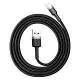 Tartós fonott kábel iPhone-hoz USB – Lightning QC3.0 2,4 A 1 m fekete-szürke 6