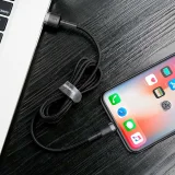 Tartós fonott kábel iPhone-hoz USB – Lightning QC3.0 2,4 A 1 m fekete-szürke 8