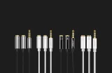 3,5 mm-es mini jack AUX + sztereó mikrofonos fejhallgató-elosztó, 20 cm, ezüst 9