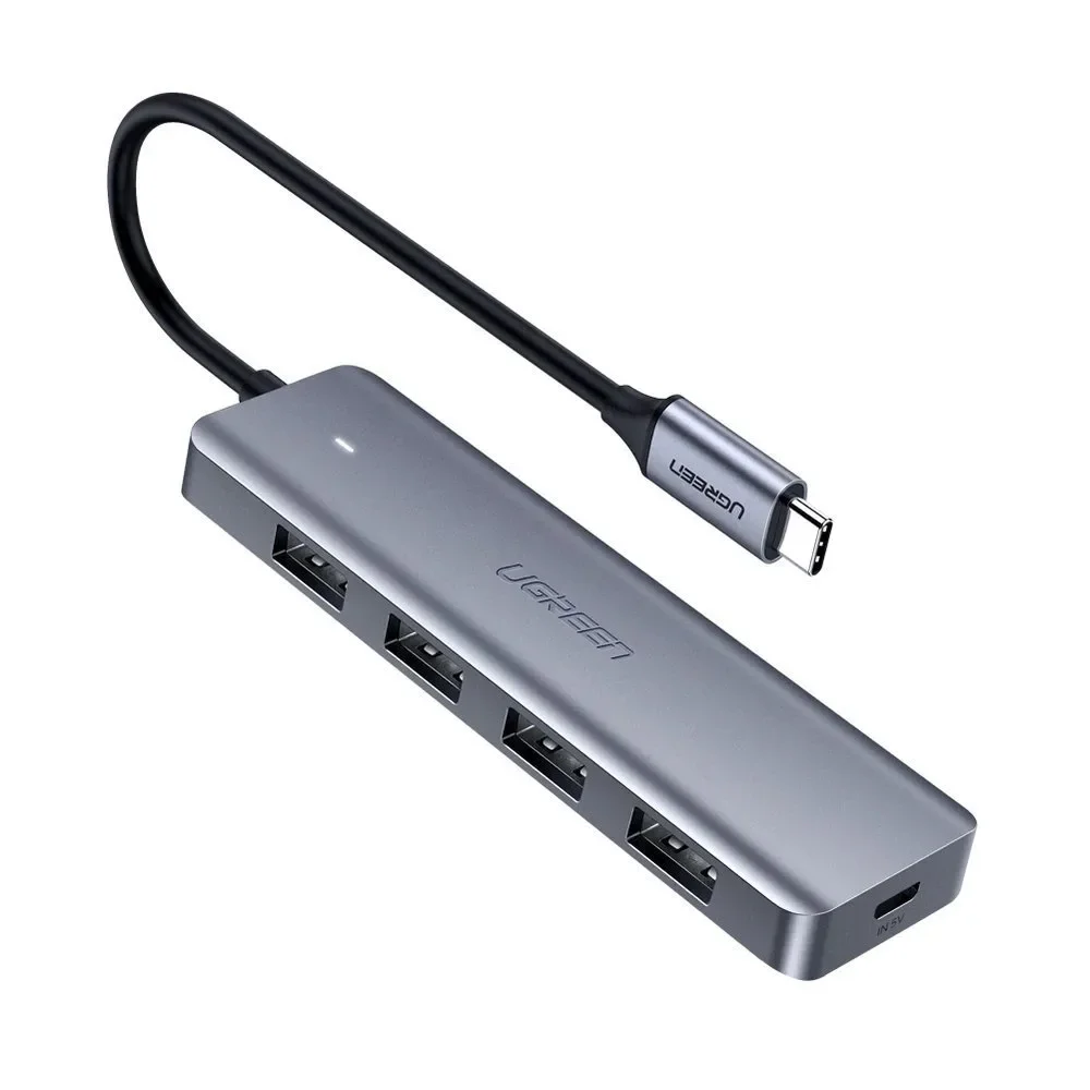 USB-C hub – 4x USB 3.2 USB-C tápellátási porttal, szürke