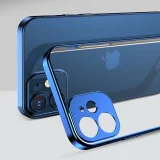 Ultra-vékony, átlátszó tok fémkerettel iPhone 12 mini-hez, fekete 8
