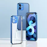 Ultra-vékony, átlátszó tok fémkerettel iPhone 12 mini-hez, fekete 9