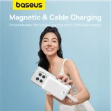 Mini MagSafe Power Bank 10000mAh 30W 0,3 m-es USB-C kábellel, fehér 10