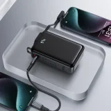 20000 mAh-s M4 PD 67 W-os power bank beépített USB-C kábellel, fekete 9
