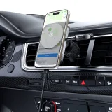 2 az 1-ben autós tartó induktív töltővel telefonhoz és okosórához MagSafe Qi Fekete 6