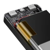30000 mAh-s, 15 W-os Bipow powerbank + 4 az 1-ben USB-kábel (microUSB / Lightning / 2x USB-C, 1,2 m, fekete) 5