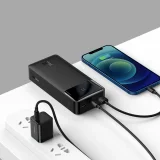 30000 mAh-s, 15 W-os Bipow powerbank + 4 az 1-ben USB-kábel (microUSB / Lightning / 2x USB-C, 1,2 m, fekete) 6