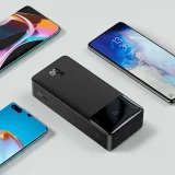 30000 mAh-s, 15 W-os Bipow powerbank + 4 az 1-ben USB-kábel (microUSB / Lightning / 2x USB-C, 1,2 m, fekete) 9